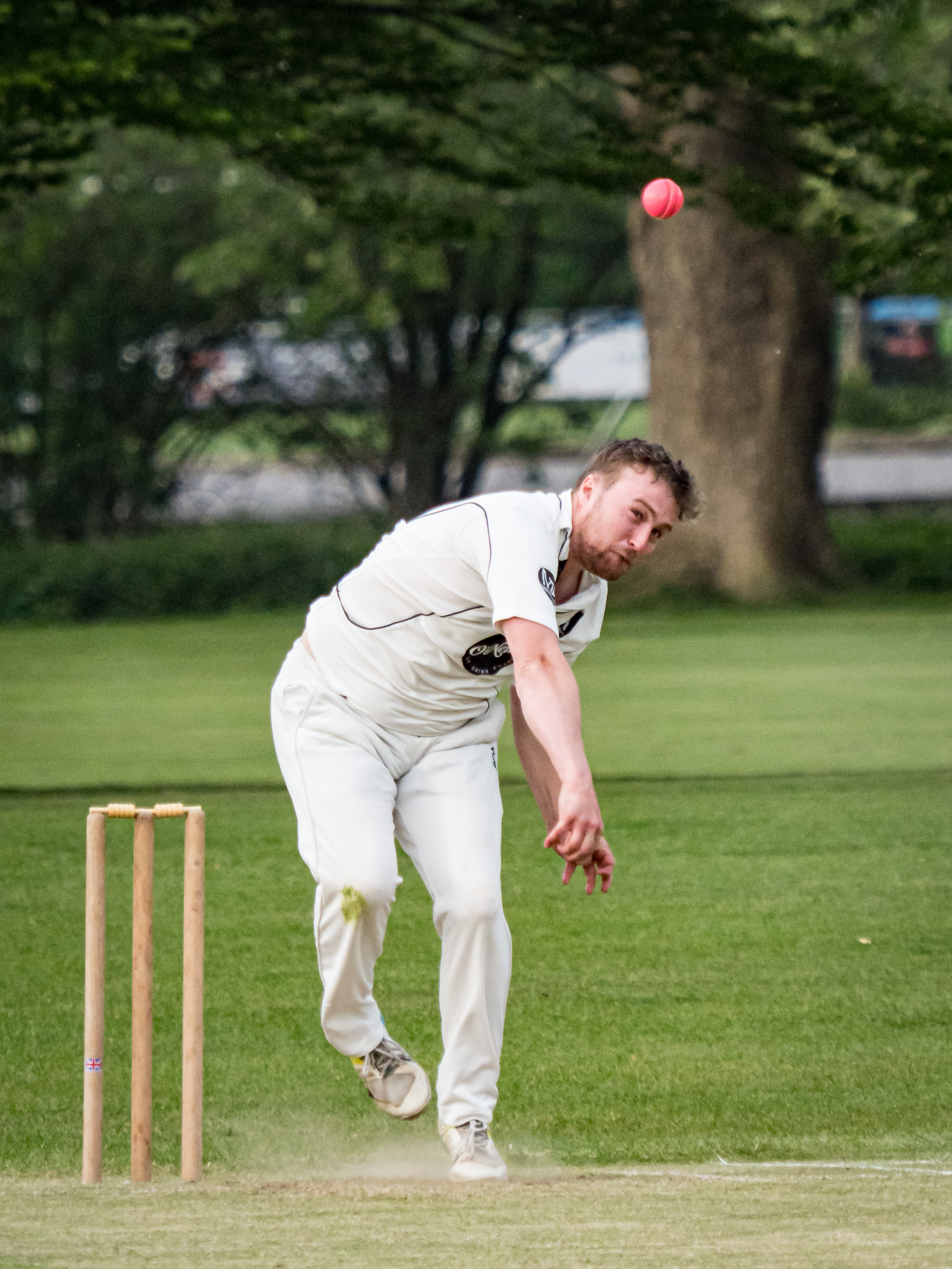 Bowler playing cricket for Winchester's cricket club at North Walls Recreation Ground